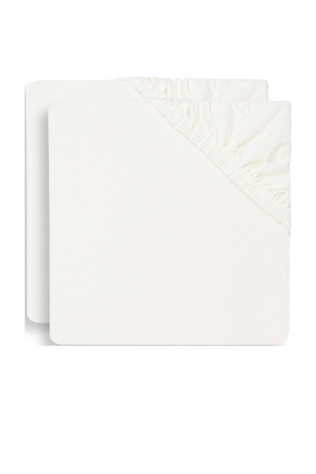 jersey ledikant hoeslaken 60x120cm - set van 2 ivory