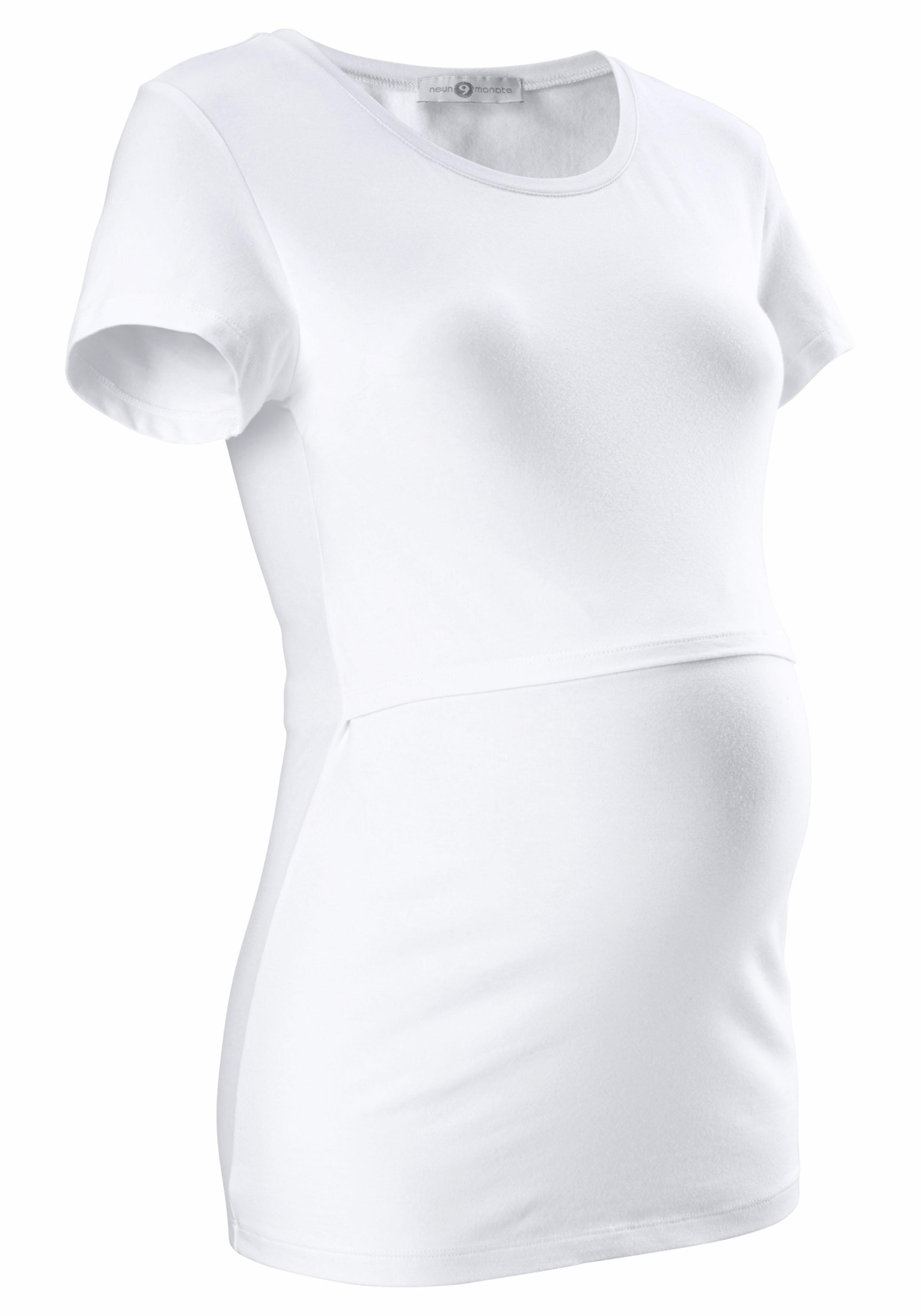 Neun Monate Umstandsshirt », 2er Pack T-Shirts für Schwangerschaft und Stillzeit«, 2 Stk. kurzärmelig,  figurbetonte Passform,  unifarben,  Rundhalsausschnitt