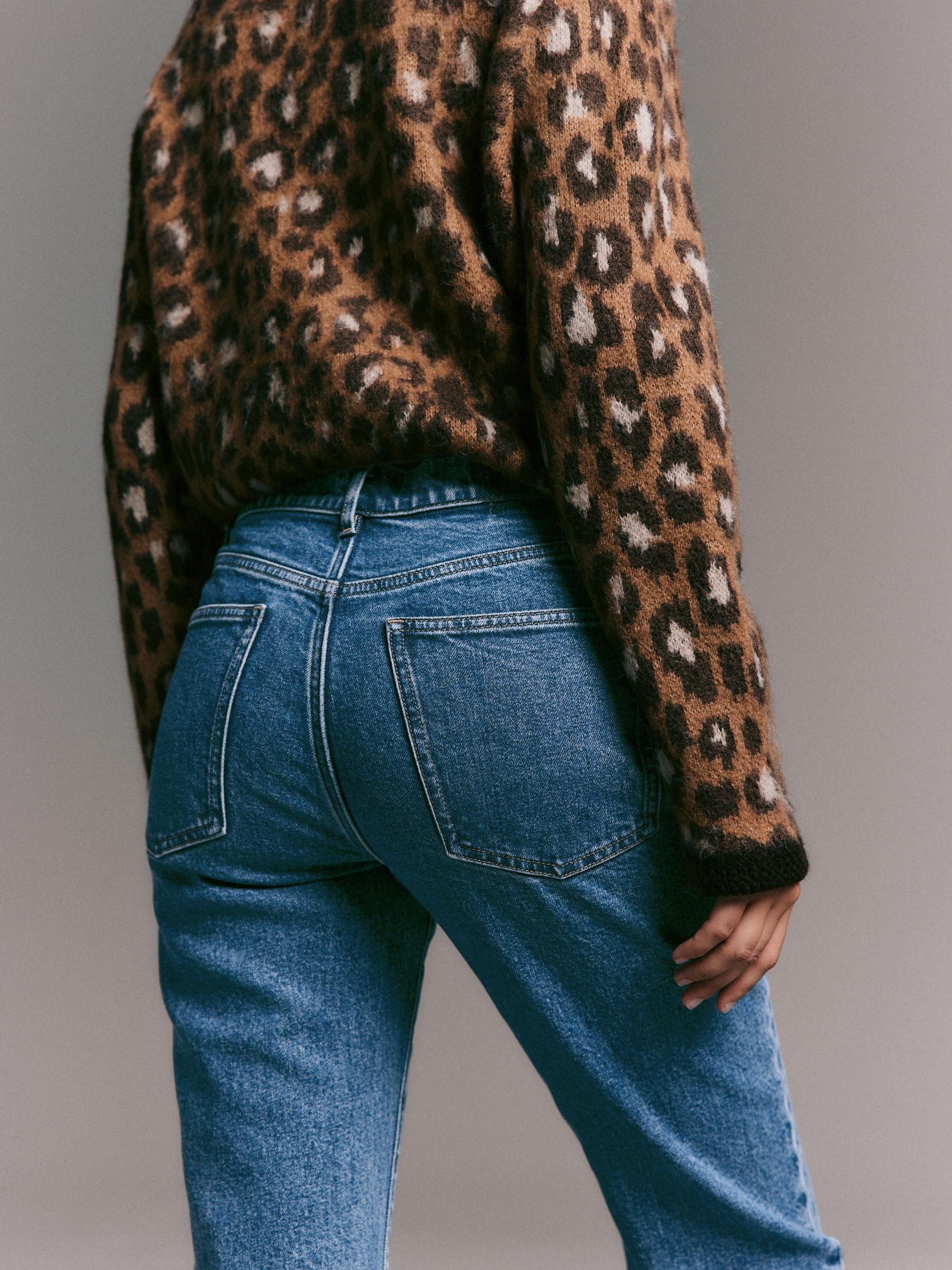 Donkerblauw - Jeans met rechte pijpen en halfhoge taille tot de enkels