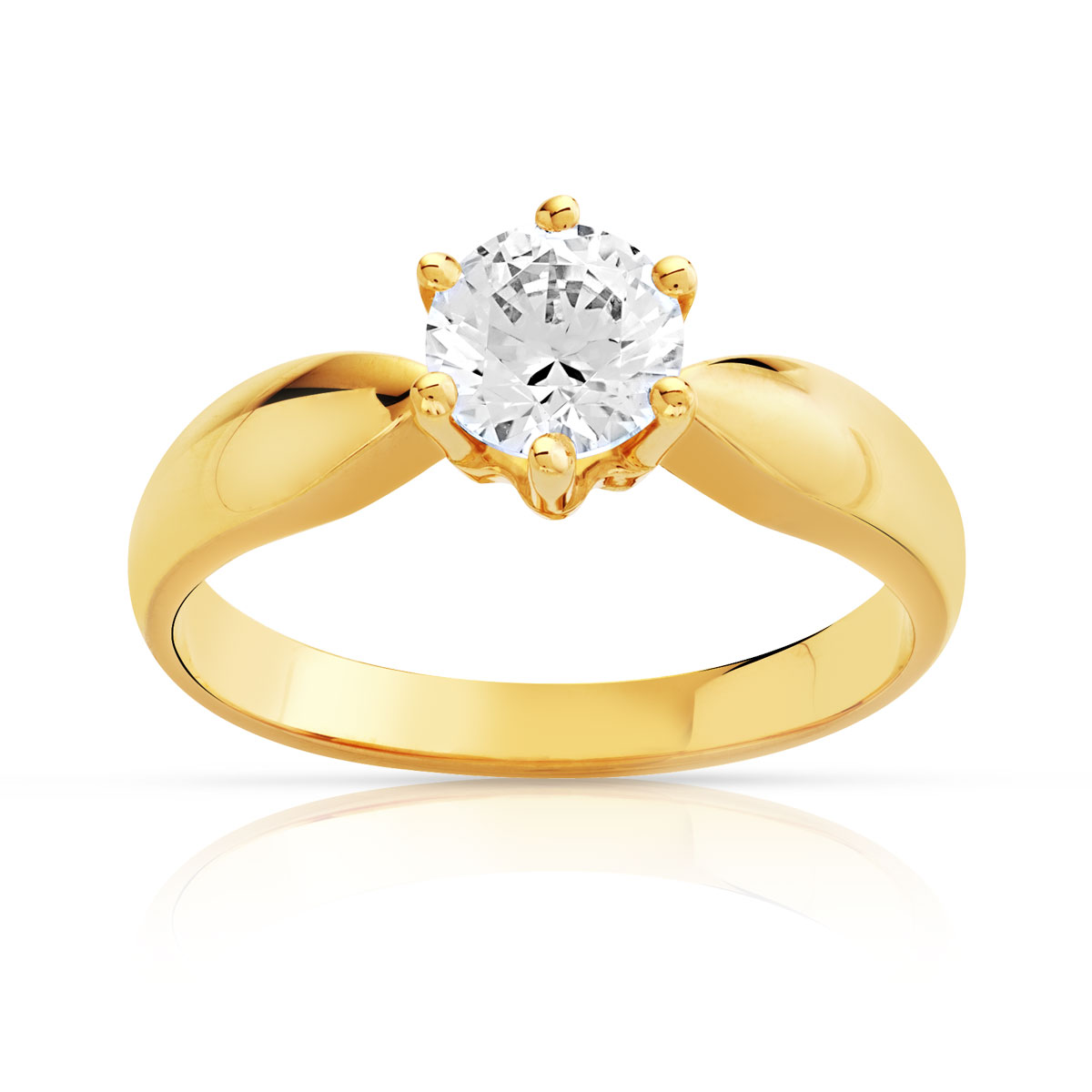 Bague solitaire or 750 diamant synthétique 0.70 carat