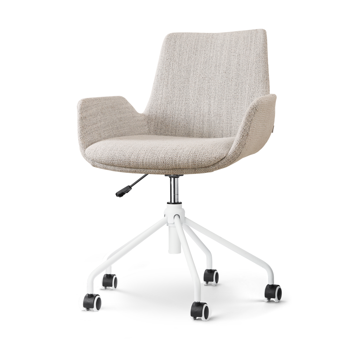 Nolon Nout-Eef Bureaustoel Beige GemÃªleerd - Armleuning - Wit
