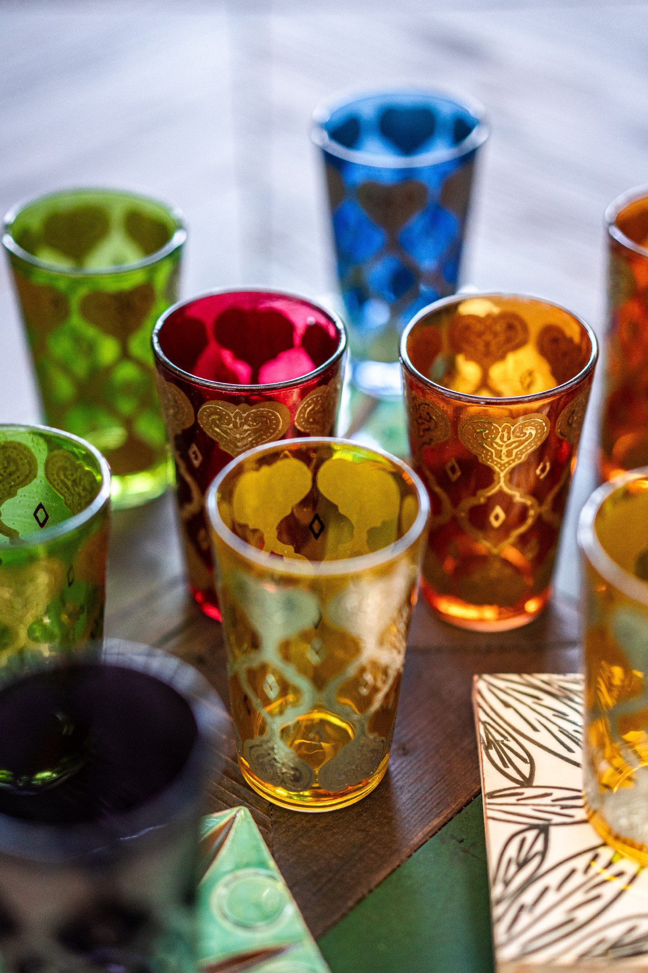 Teeglas 'Jakar' orange-gold, H 9 cm, Ø 5,5 cm zu 4,80