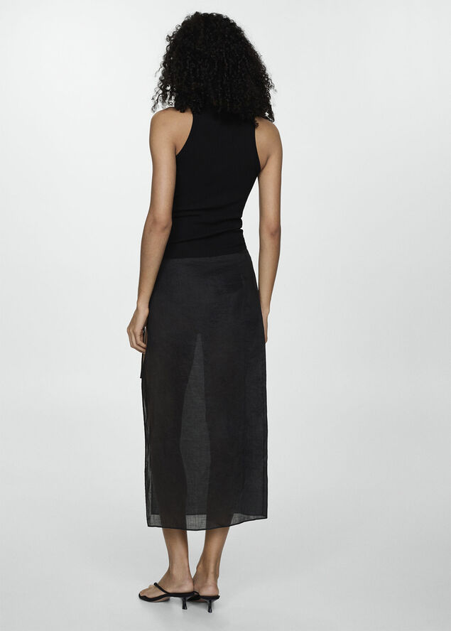 MANGO Ribbed knit top Black