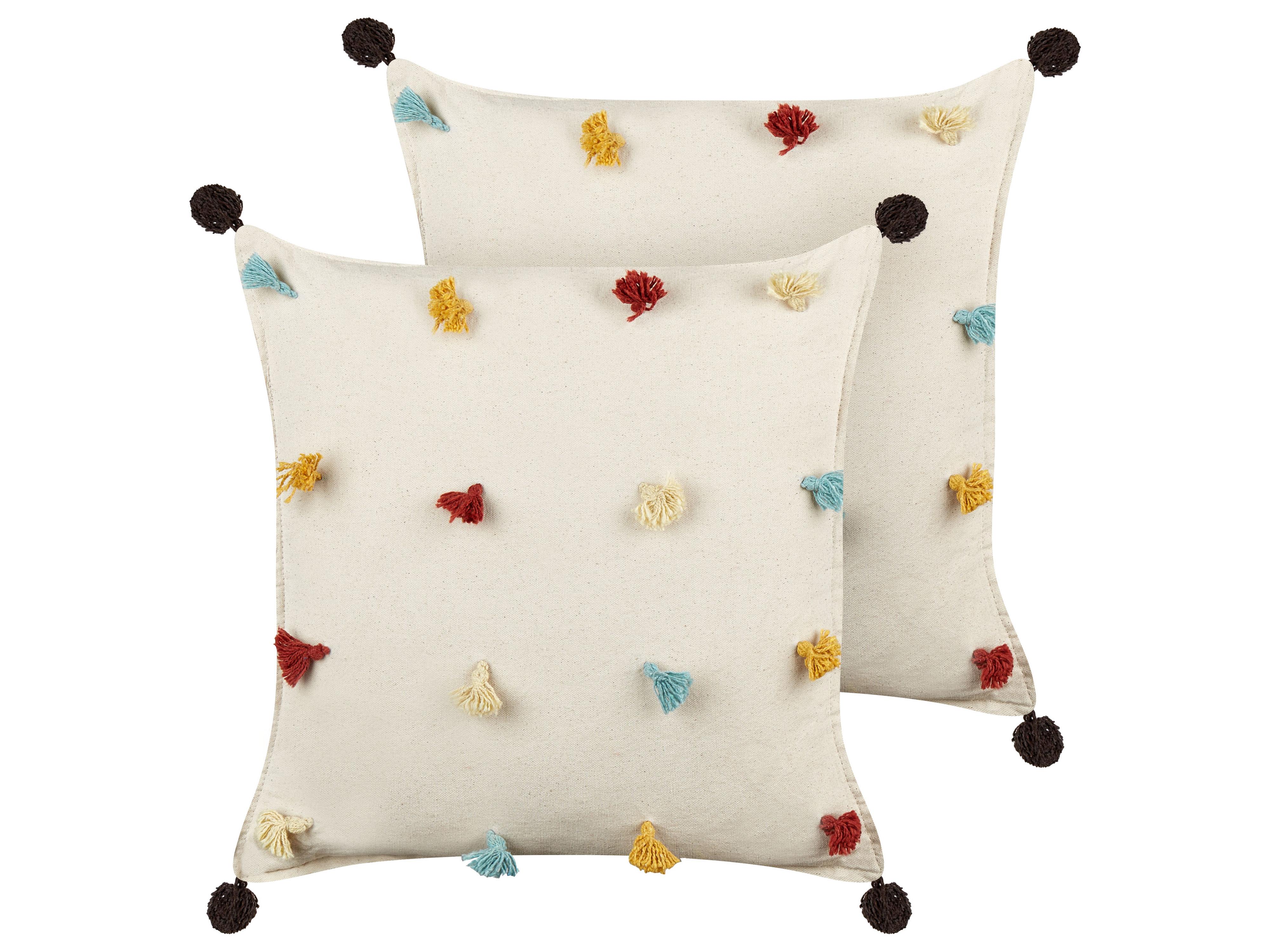 Set van 2 sierkussens FUSSEL Katoen 45 x 45 cm Lichtbeige