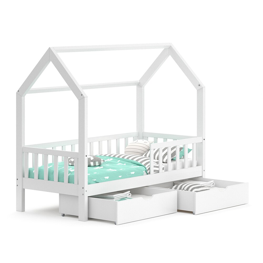 VitaliSpa Kinderbett Hausbett Spielbett Wiki 80x160 inkl Lattenrost 2 Schubladen