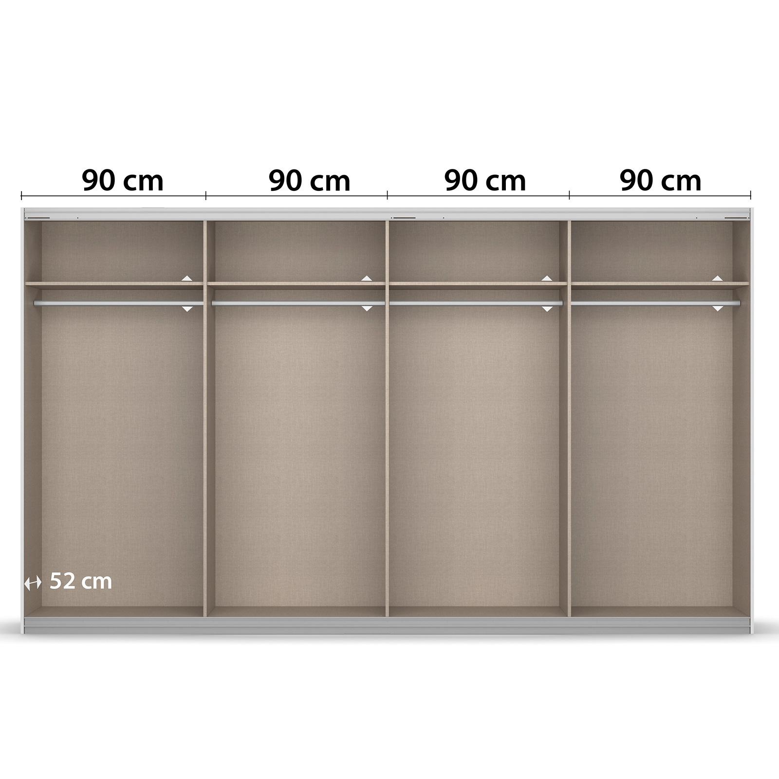Schwebetürenschrank - weiß Hochglanz - 2 Spiegeltüren - 360x211 cm
