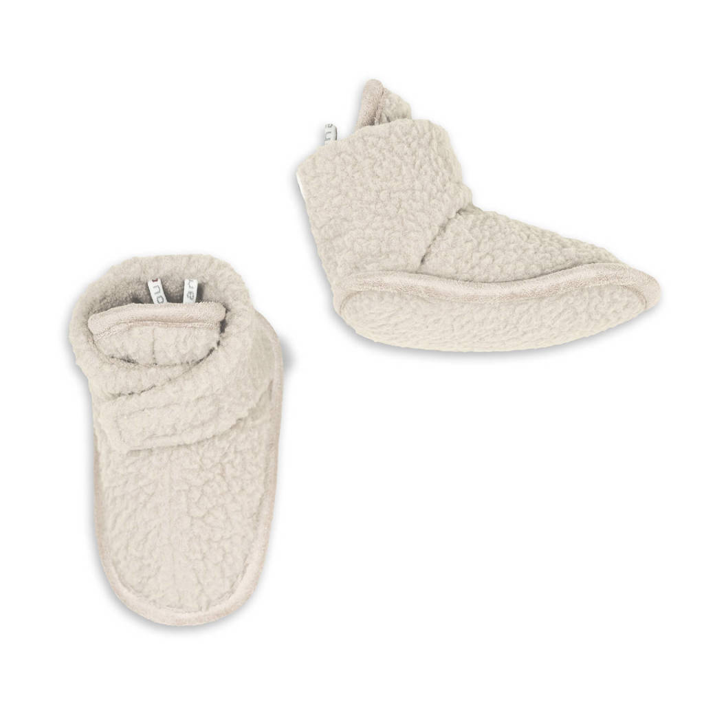 Lodger baby slofjes fleece ecru