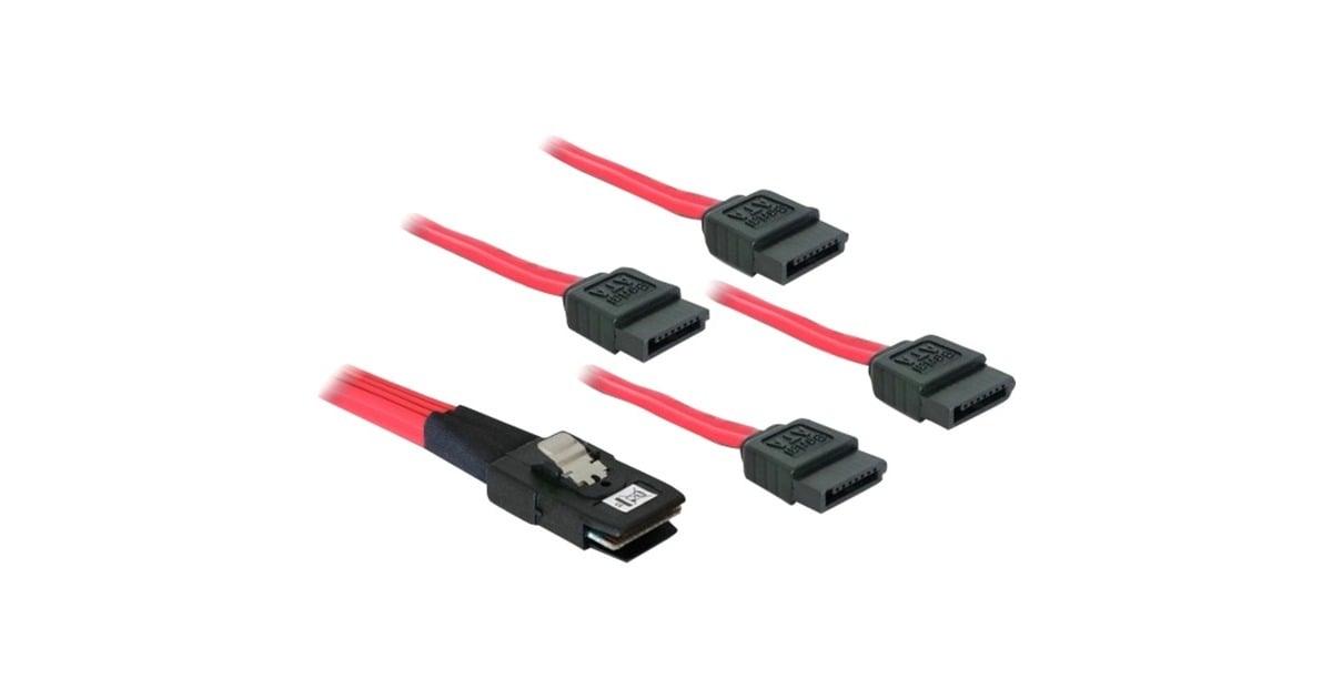 DeLOCKMini SAS 36-Pin male > 4x SATA 7-Pin adapter  (Rood, 1 meter)