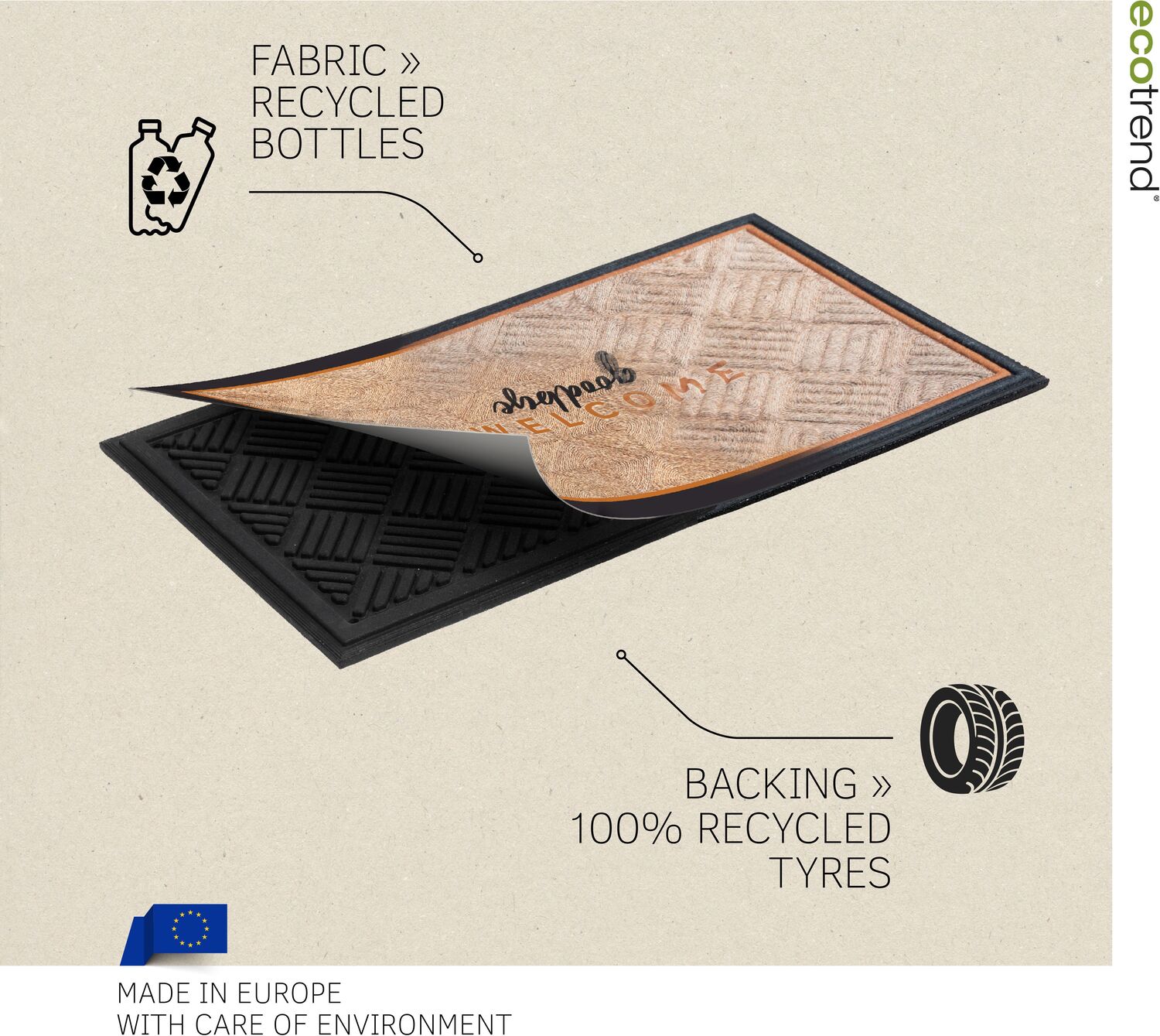 Multy Home buitenmat Lima Seagrass bruin 75 x 45 cm