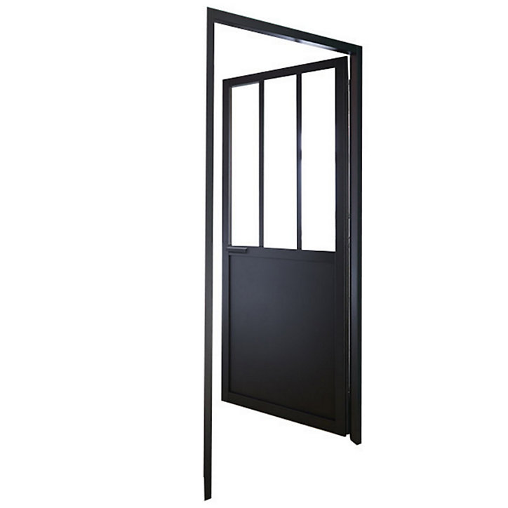 Bloc-porte esprit atelier noir H.204 x l.83 cm, poussant gauche