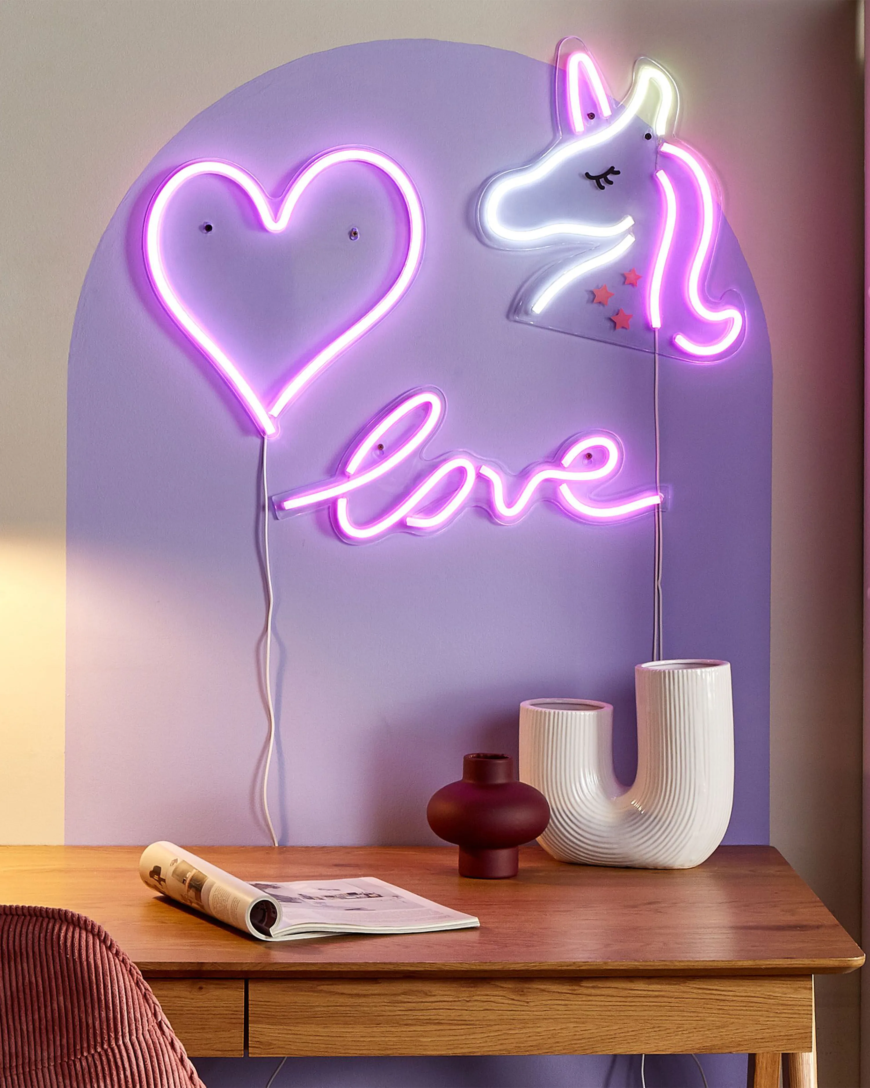 Set van 3 LED neon lichtbord SUSIE Roze