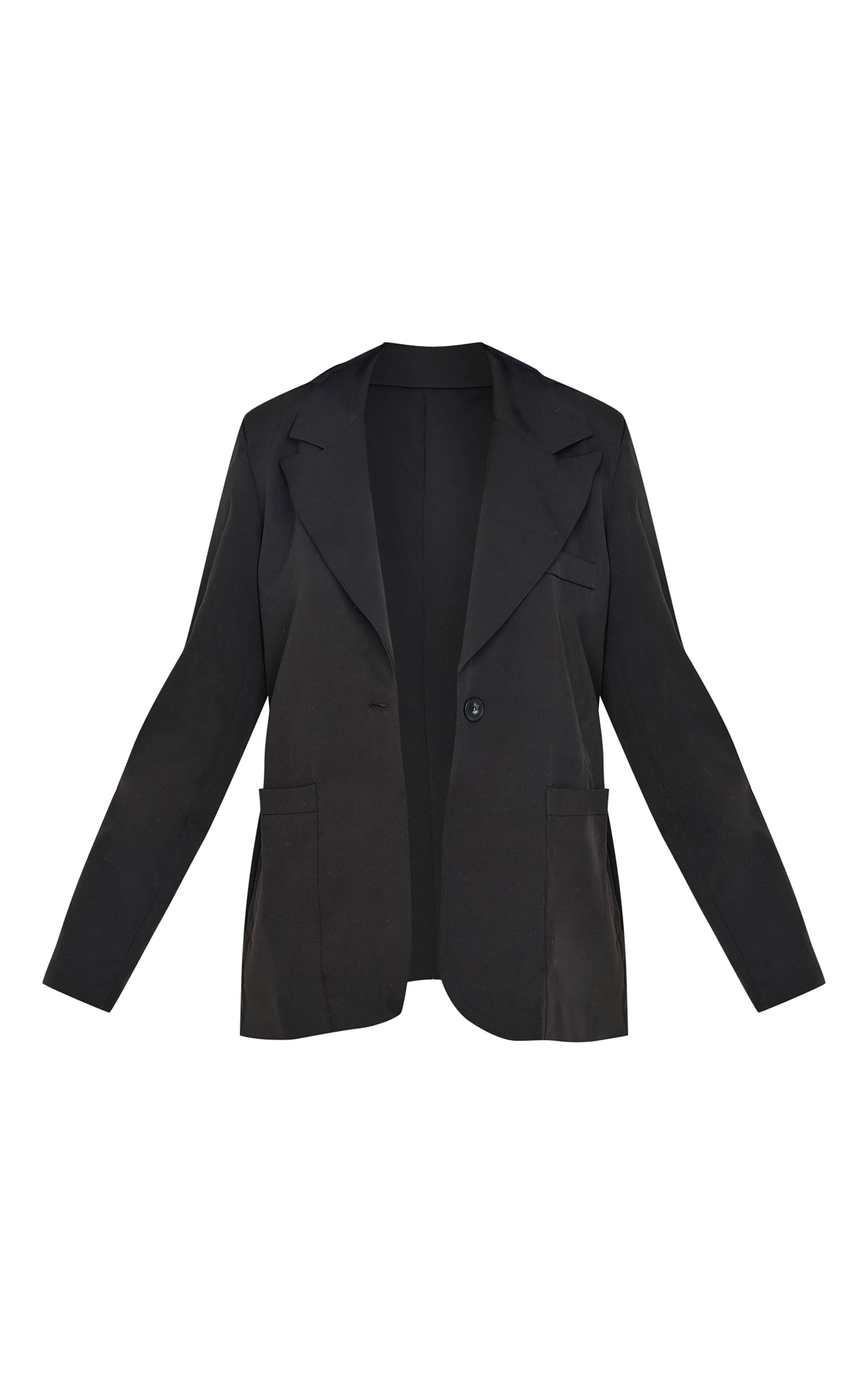 Noir Blazer Minimaliste À Simple Boutonnage