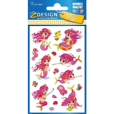 Avery Zweckform Z-Design Glitter Sticker, Meerjungfrau, 1 Bogen/19 Sticker