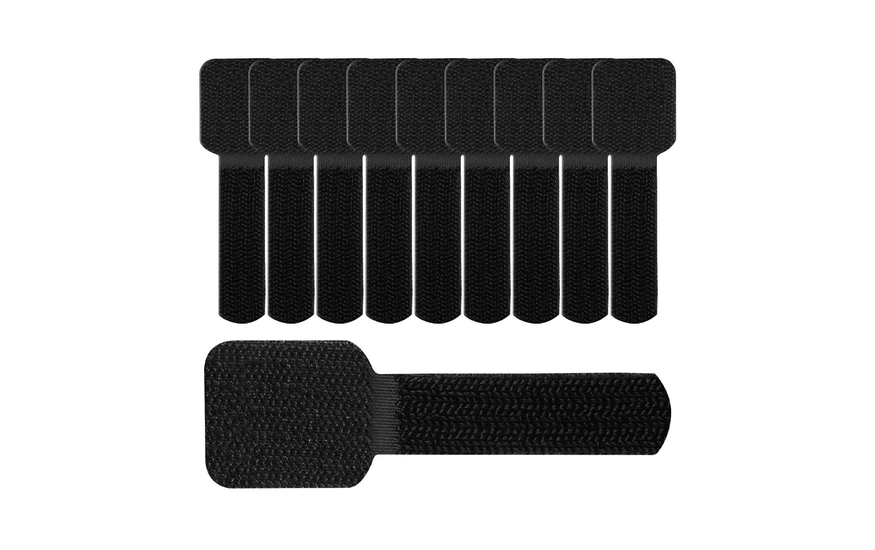 Klettkabelhalter WALL STRAPS 3 x 9 cm Schwarz, 10 StückOrdnung statt Kabelsalat: Kabelhalter selbstklebend mit Klettverschluss