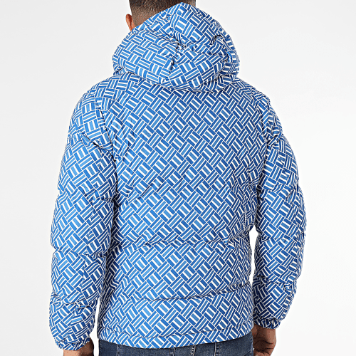 Doudoune Capuche Blanc Bleu Roi