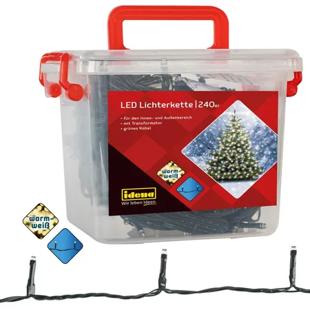Idena LED Lichterkette, 240er warm weiß, für außen