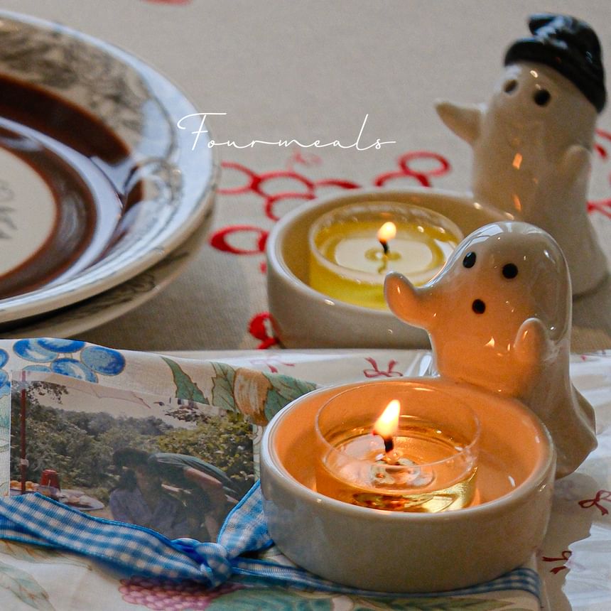 CANDLIA - Halloween Ghost keramische kaarsenhouder (verschillende ontwerpen) / Kaars / Set