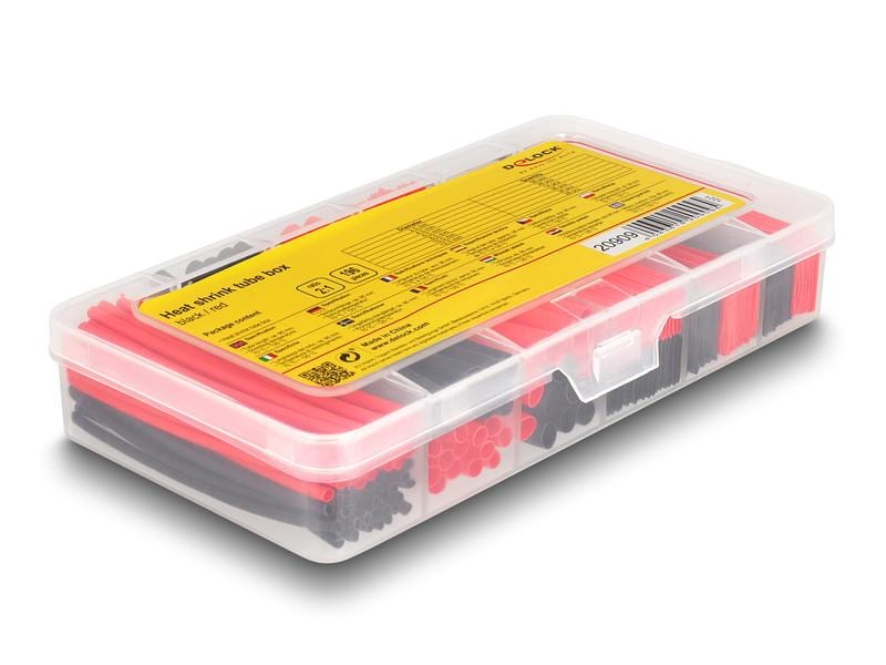 Delock Schrumpfschlauch Sortimentsbox, schwarz/rot, 196-tei Delock Schrumpfschlauch Sortimentsbox, Schrumpfungsrate 2:1, schwarz / rot 196-teilig
