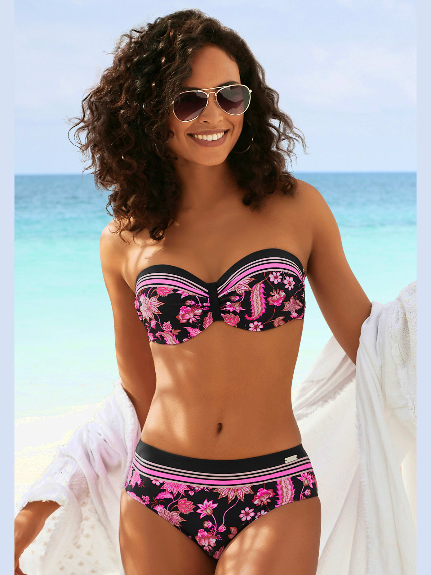 Haut de bikini bandeau à armatures imprimé floral tendance