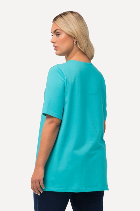 T-Shirt, A-Linie, Tunika-Ausschnitt, Halbarm