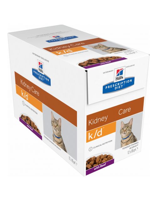 Hill's Prescription Diet K\/D Kidney Care Maaltijdzakjes - Kattenvoer - Rund 12x85 g