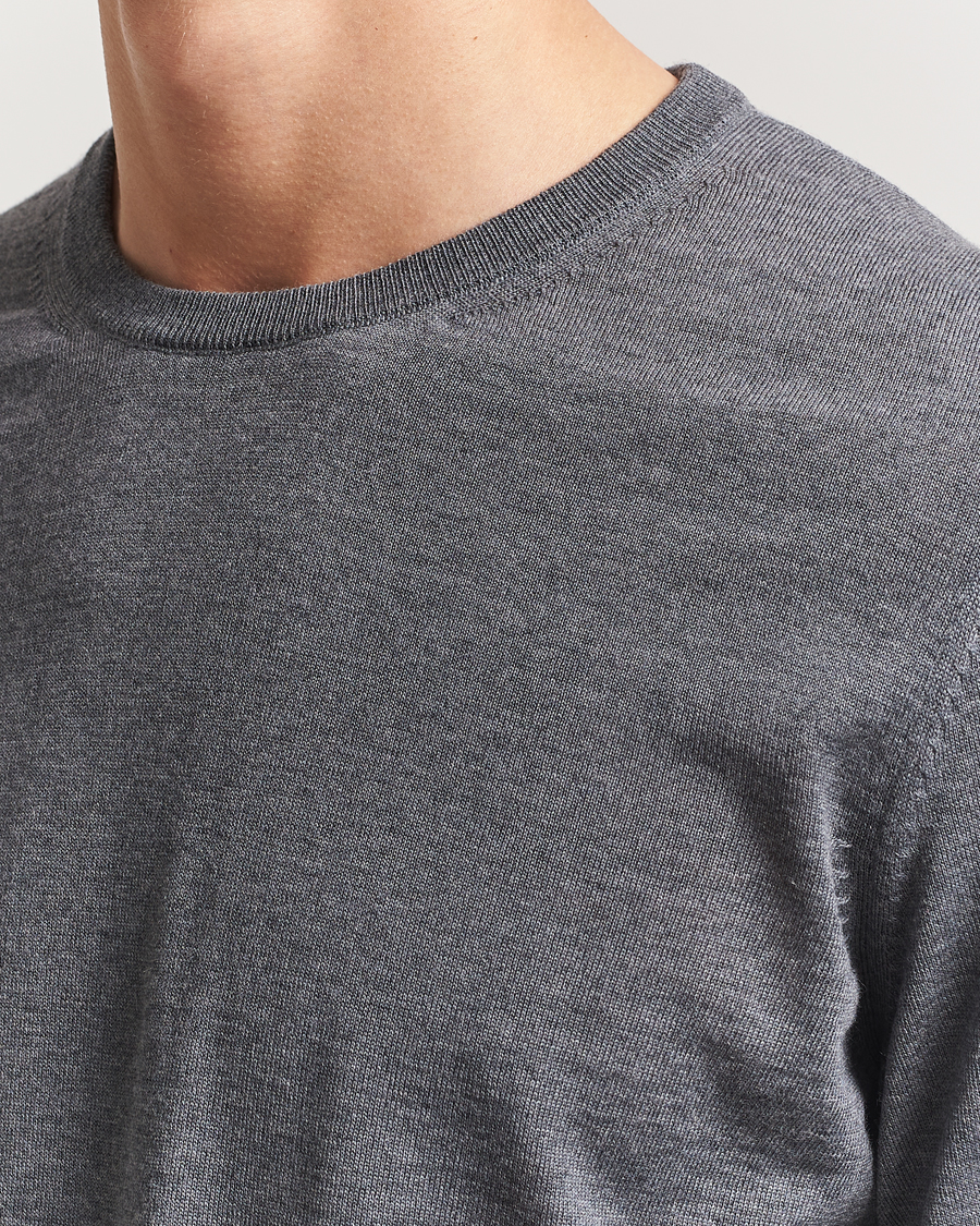 BOSS BLACK Leno Wool Crew Neck Pullover Medium Grey