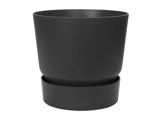ELHO Pot de fleurs rond Greenville 25 - Exterieur - O 24,48 x H 23,31 cm - Vivre noir