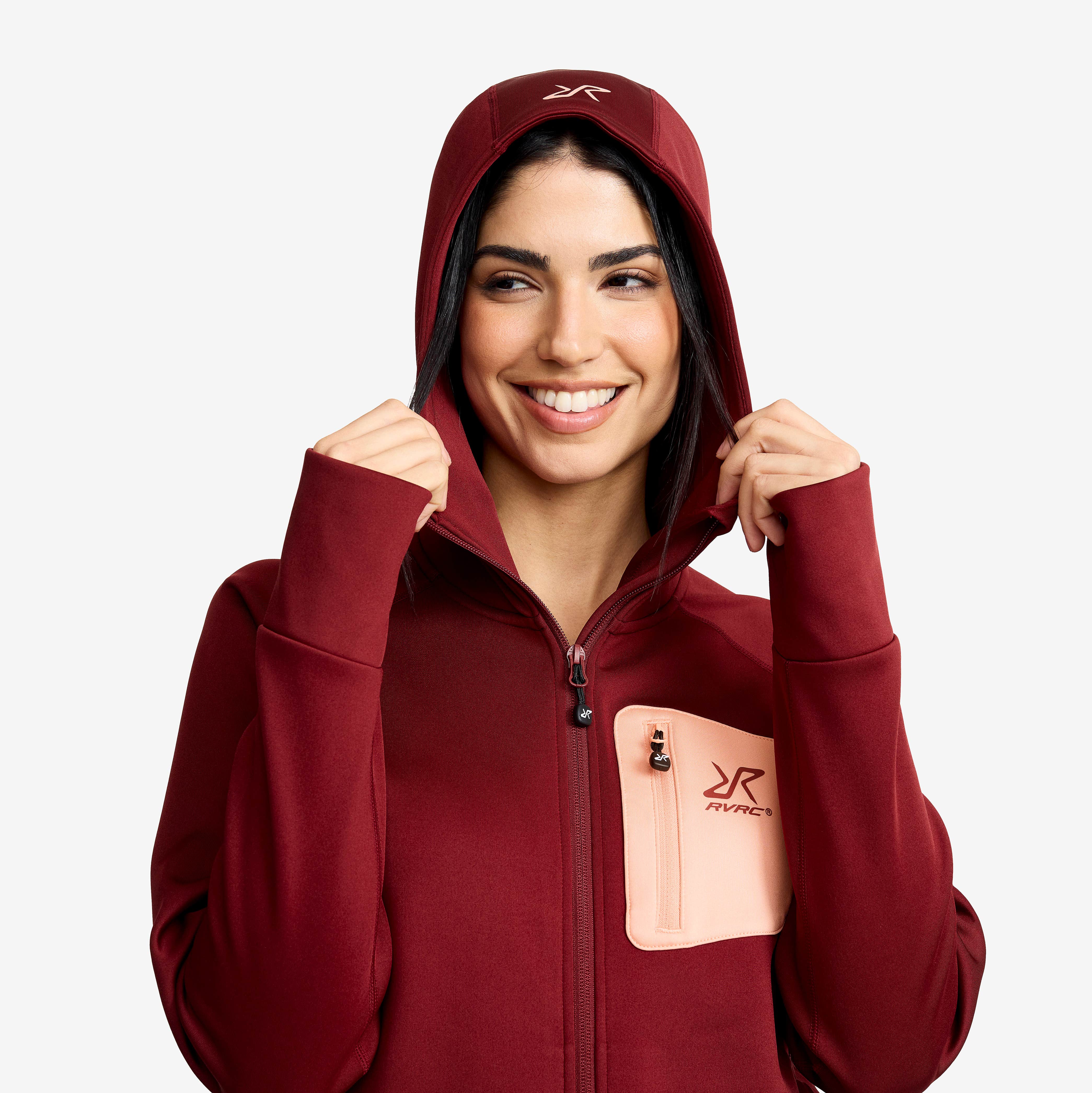 Evolution Stretch Fleece Hoodie Dame Pomegranate