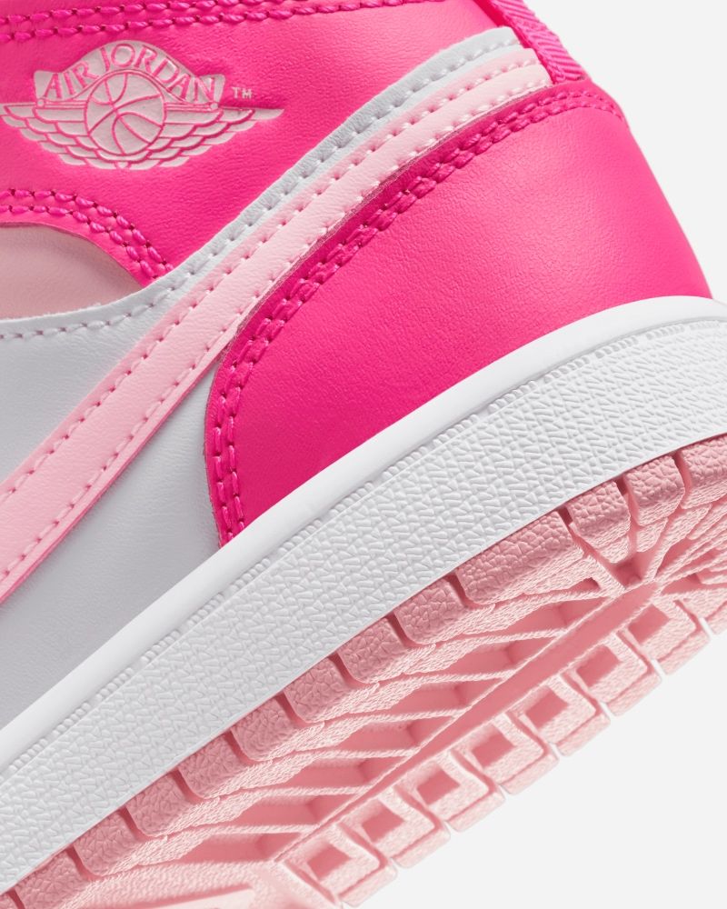 Chaussures Nike Air Jordan 1 Mid Blanc & Rose pour enfant