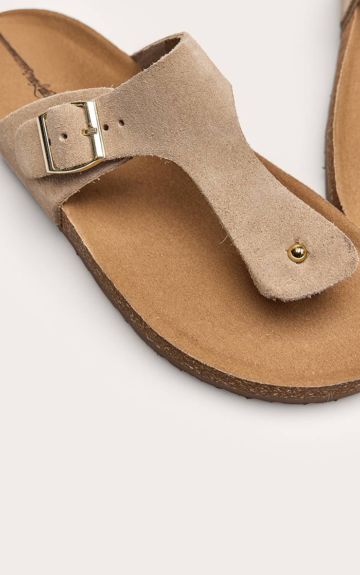 Gris Pierre Sandale Tong À Semelle Intérieure En Cuir Véritable