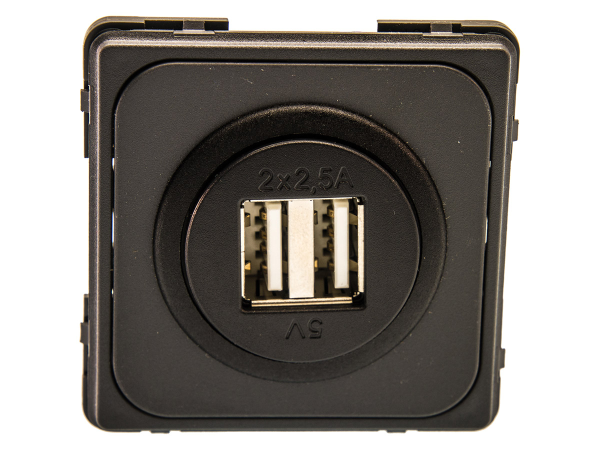 BBA dubbele USB contactdoos - grey