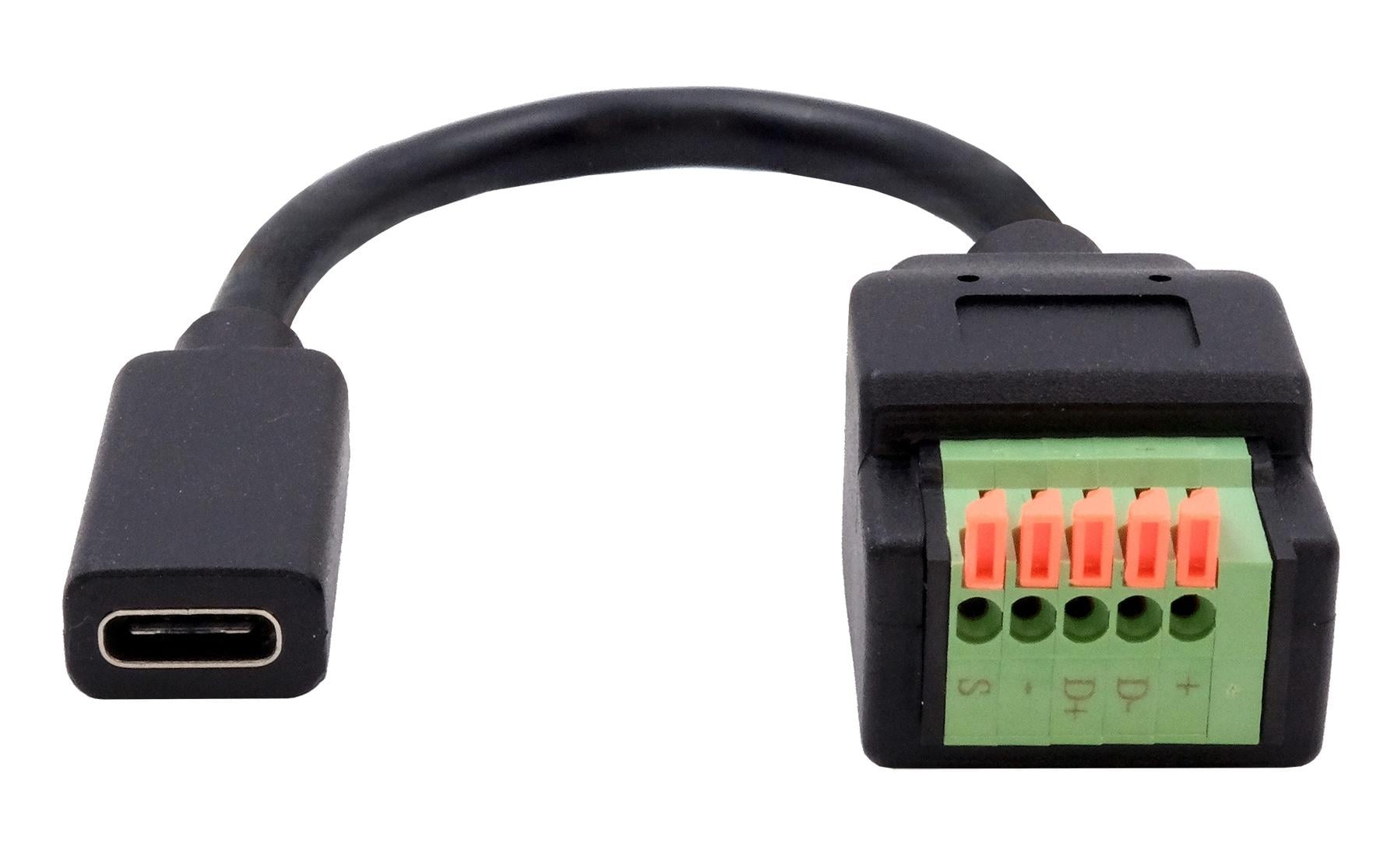 USB 2.0 Adapter USB-C Buchse - Terminalblock 5-pinKabel-Adapter USB-C Buchse zu 5-pin Terminal Block mit Drucktaster, USB 2.0, 15 cm
