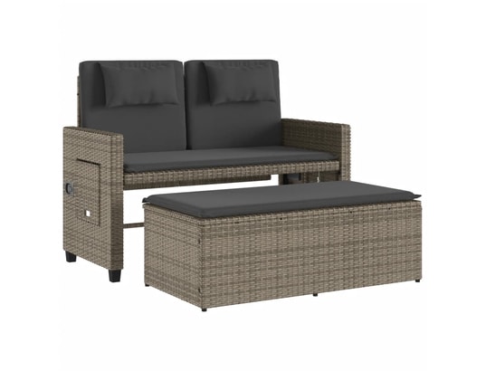 VIDAXL - Banc de jardin Banc inclinable de jardin avec coussins gris résine tressée