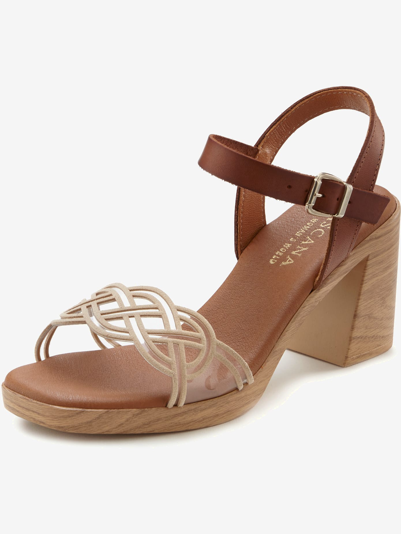 Sandales à brides talon bottier confortable et effet tressé raffiné