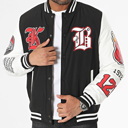 Veste Teddy Capuche Noir Blanc
