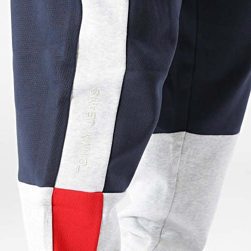 Pantalon Jogging A Bande Colorblock 1250 Bleu Marine Gris Chiné
