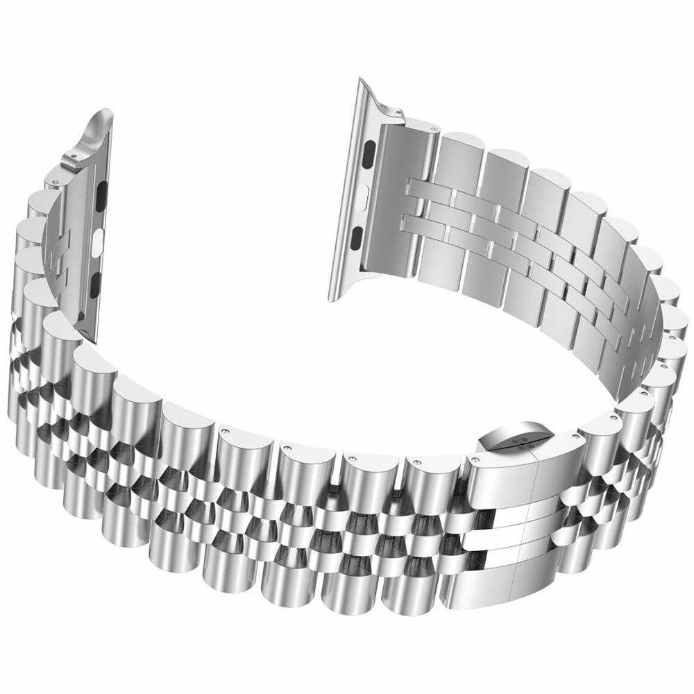 Apple Watch (49/46/45/44 mm) Klassisches Edelstahl Armband mit Butterfly Verschluss - Silber