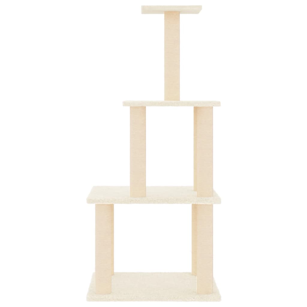 Arranhador para gatos vidaXL com postes de sisal, cor creme, 111 cm
