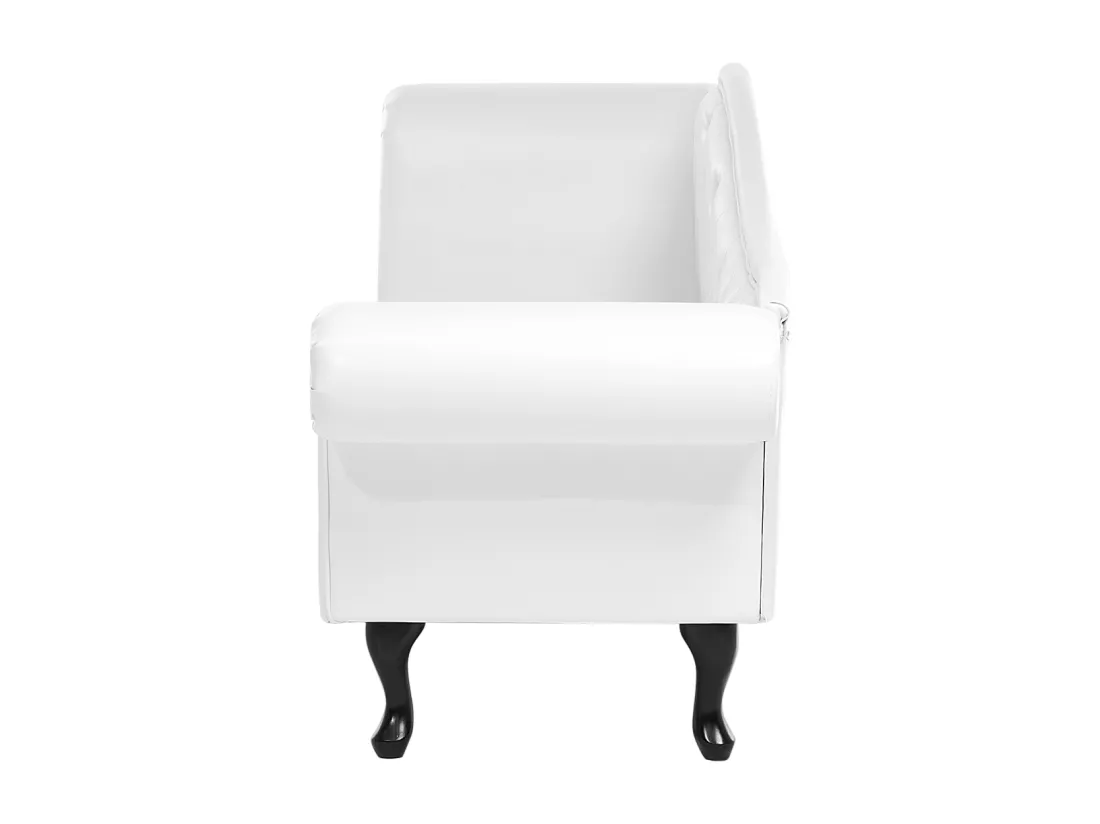 Chaise longue Chesterfield en cuir PU blanc LATTES