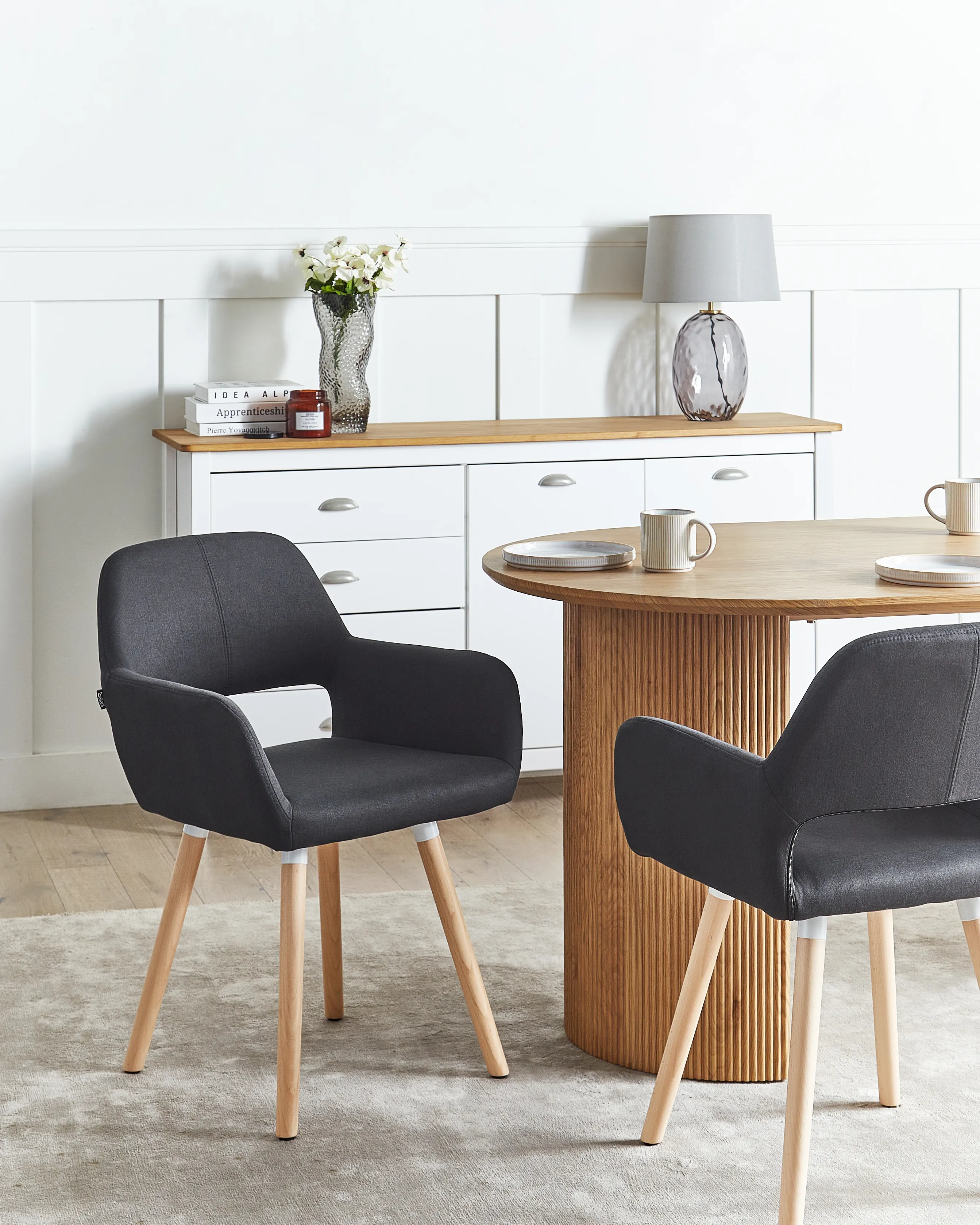 Set van 2 eetkamerstoelen CHICAGO Stof Zwart