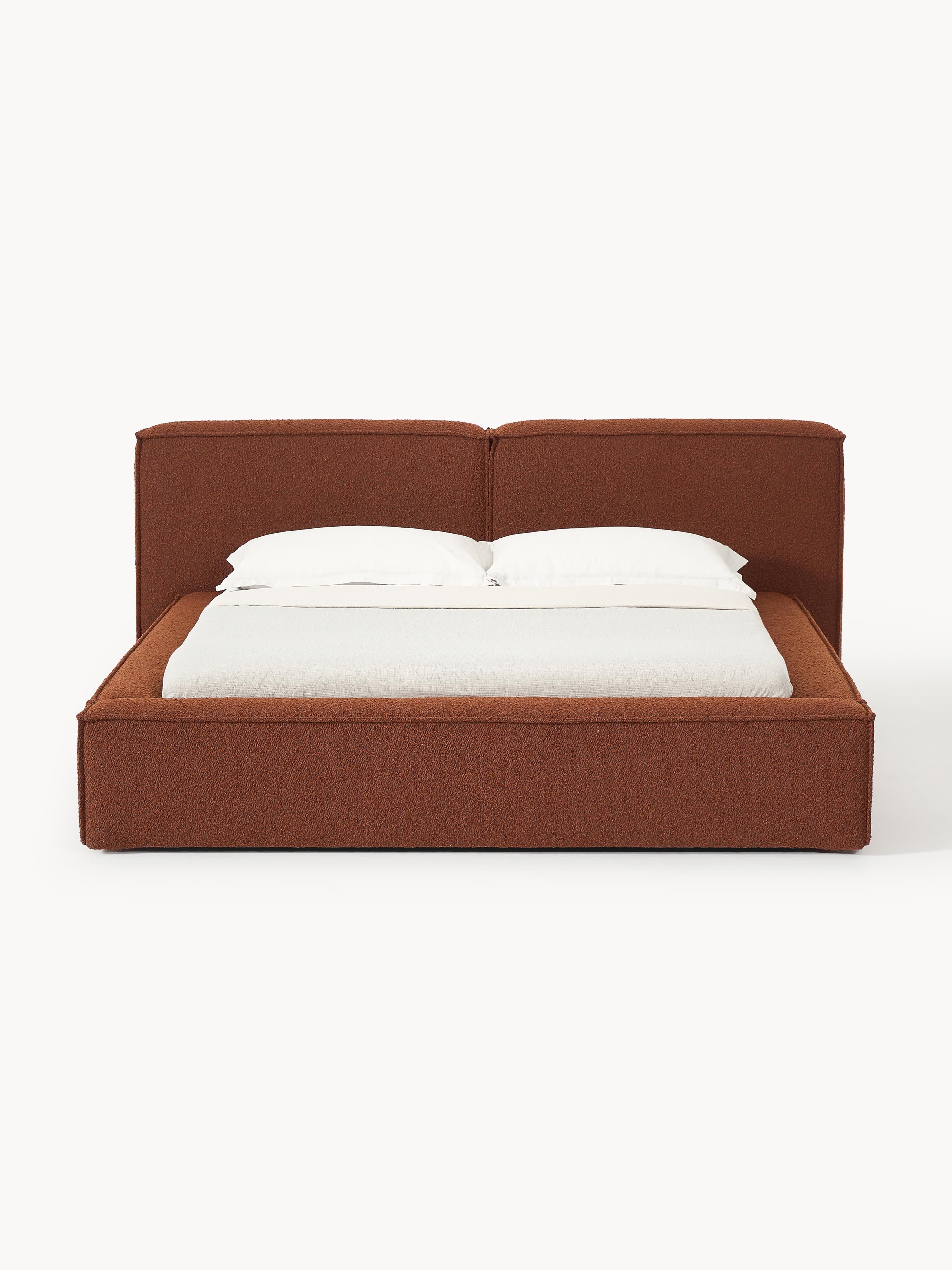 Bouclé gestoffeerd bed Lennon met opbergruimte