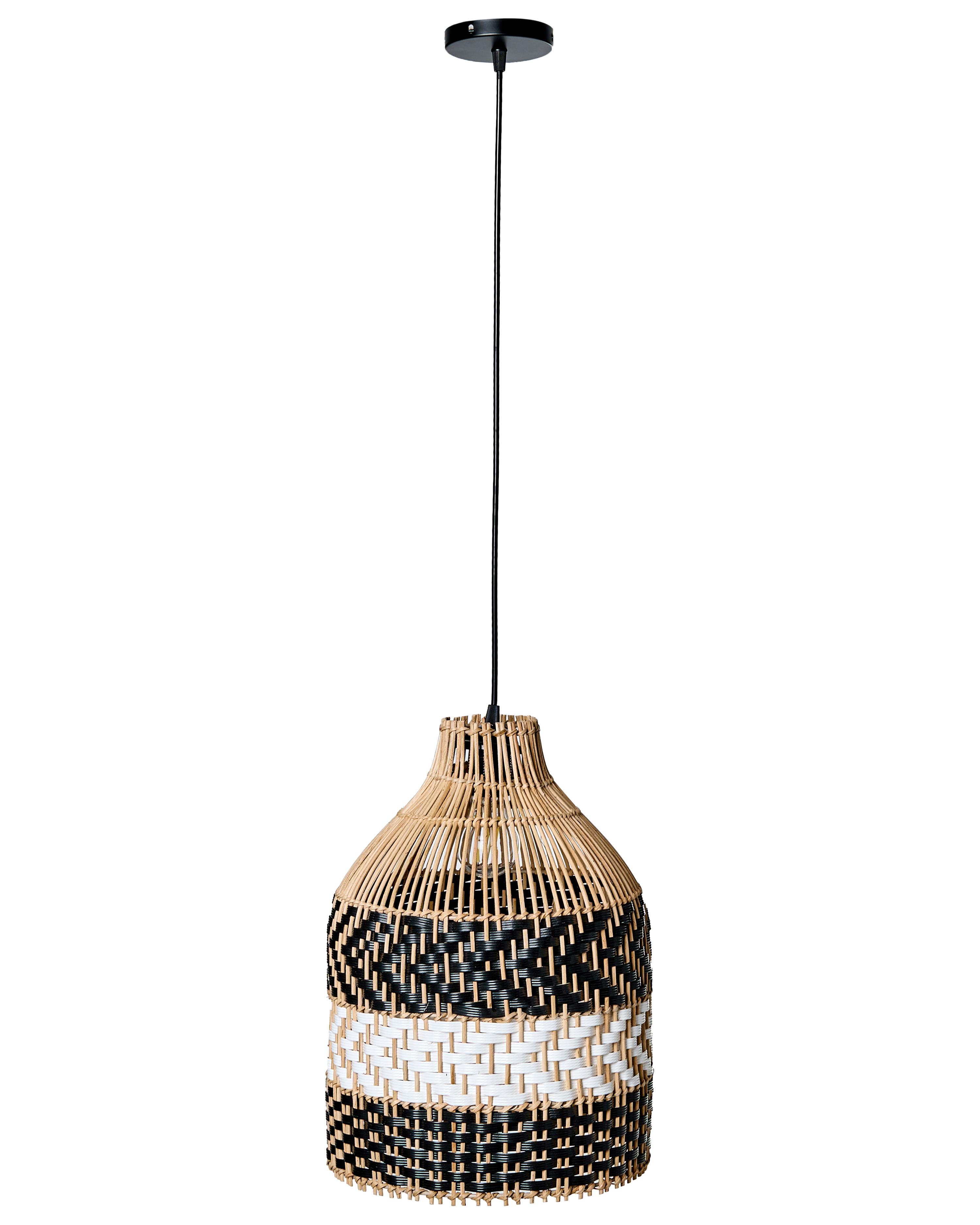 Hanglamp TURABO Rotan Zwart/wit