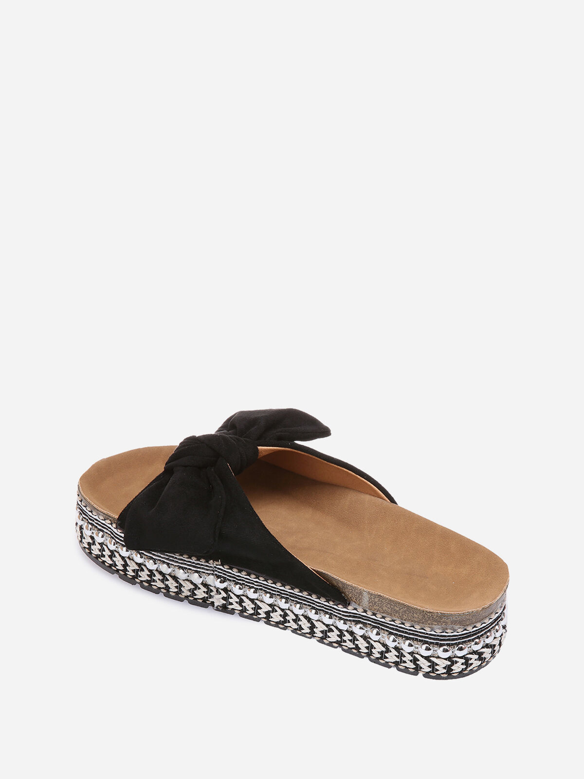 Mules à noeud et semelle à motifs- Noir