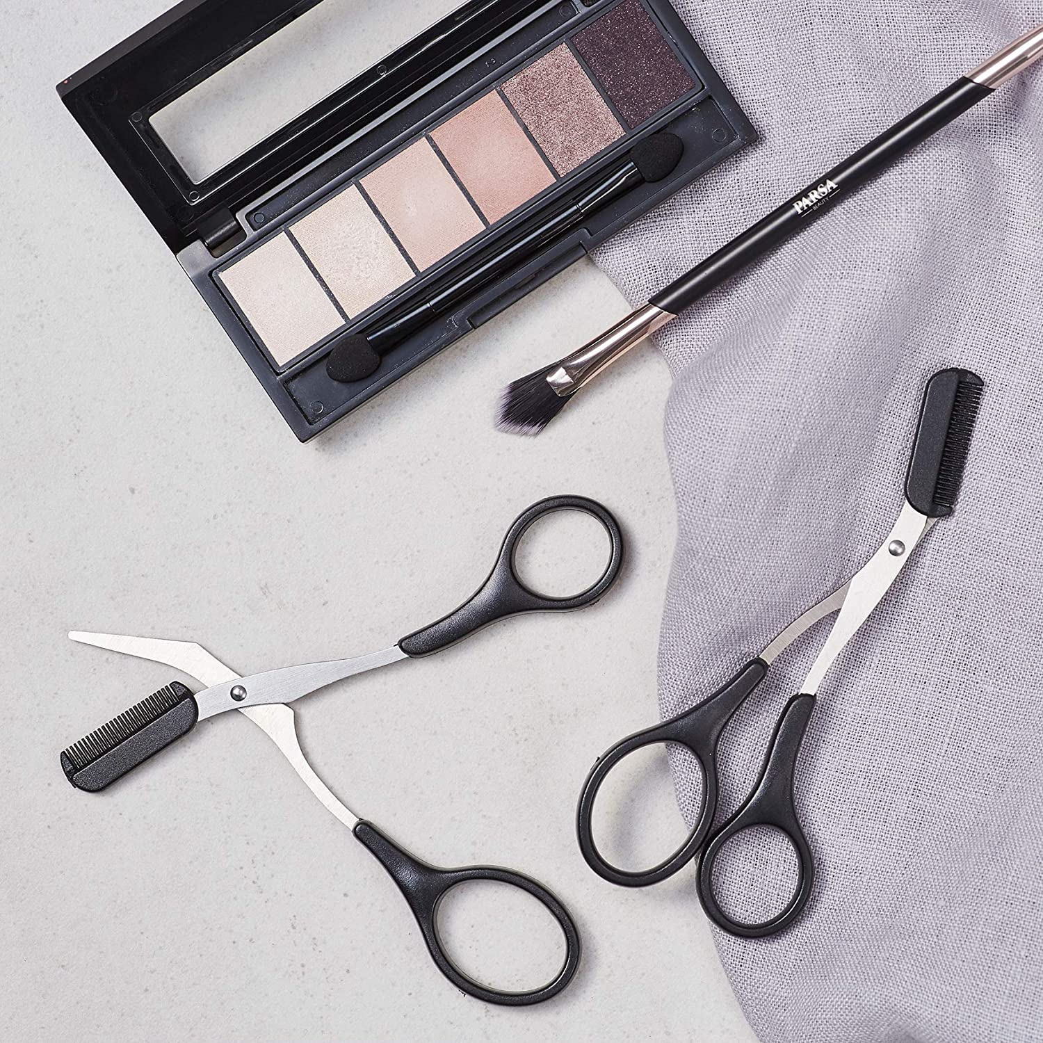 Augenbrauen / Wimpern Trimmer Schere mit Kamm - Schwarz