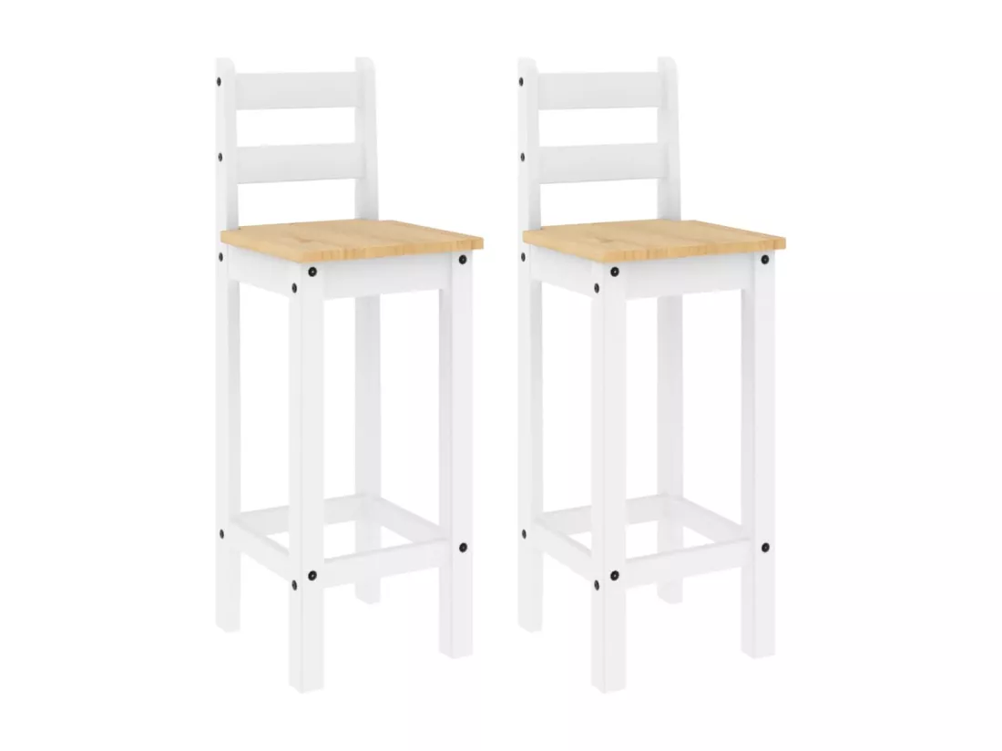 Chaises de bar lot de 2 blanc bois de pin solide