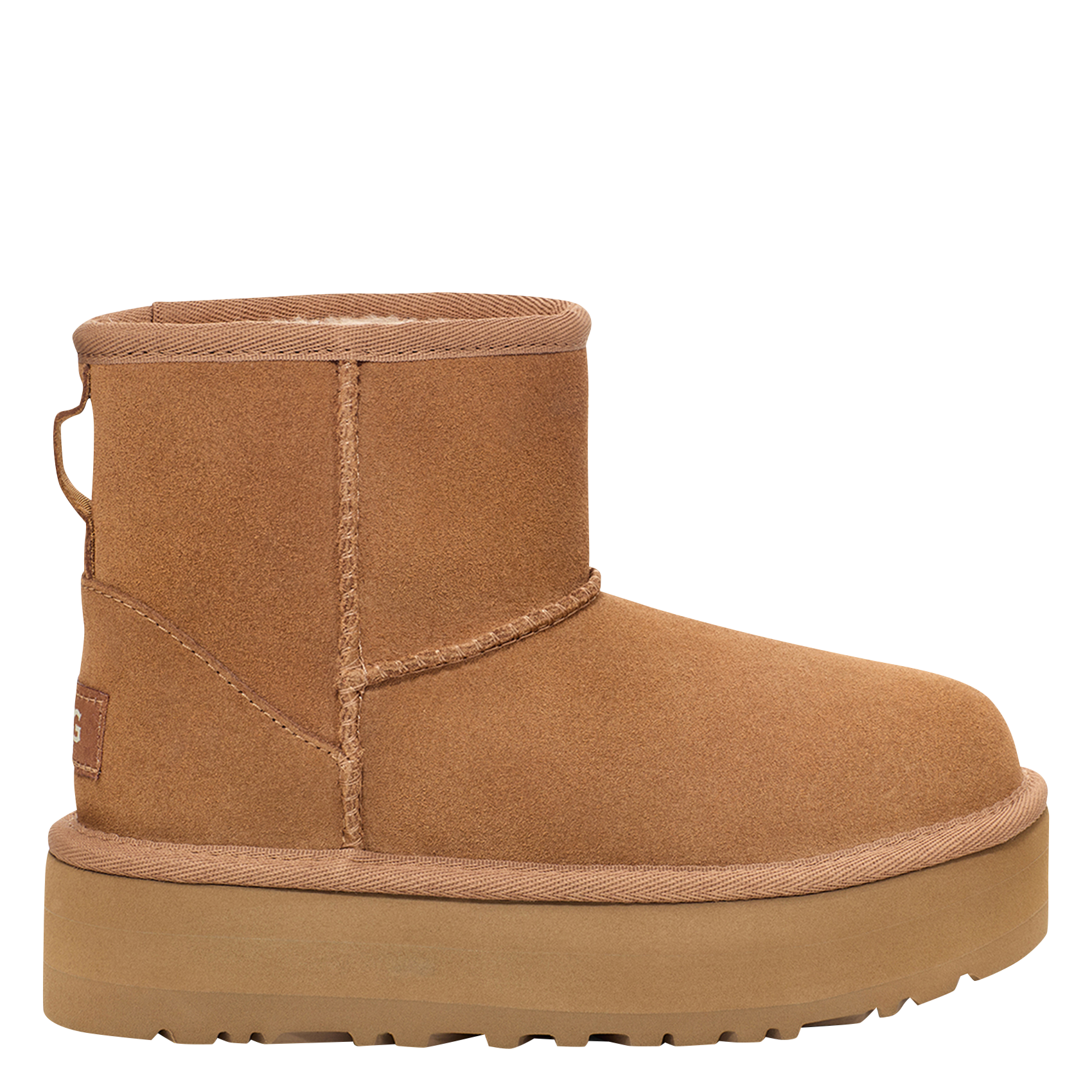 CLASSIC MINI PLATFORM - Bottines fourrées à plateforme en cuir velours| Marron