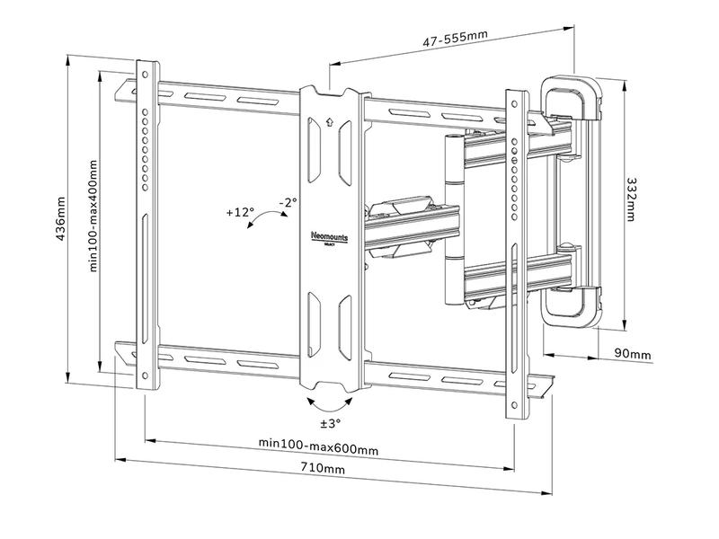 NEOMOUNTS Wandhalterung WL40S-850BL16 Schwarz Völlig bewegliche Wandhalterung für 40-70