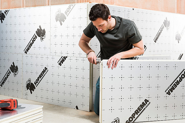 Panneau polyuréthane haute performance emboîtable multi-usage Soprema 120 x 60 cm ép. 50 mm R. 2,30 m²K/W (vendu au panneau)