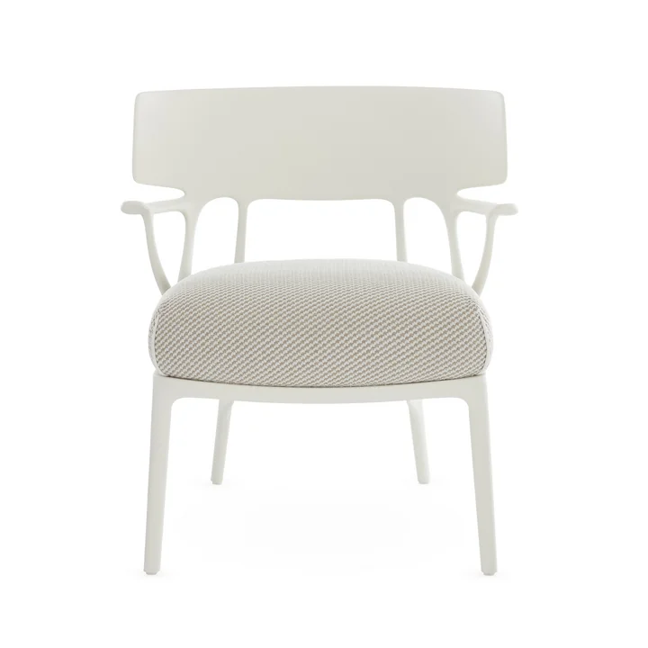 Kartell - A.I. Outdoor Lounge Chair, weiss / weiss-beige (Stoff Twill)