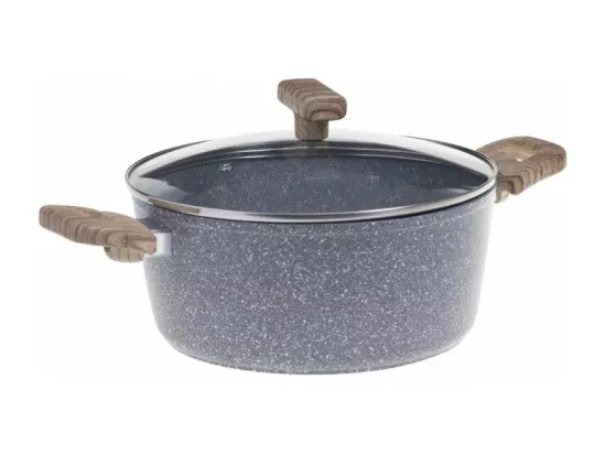 Faitout en aluminium - D. 24 cm - Effet pierre grise